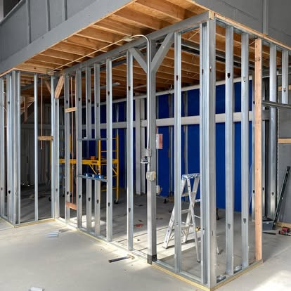 Metal stud framing for a new interior build-out